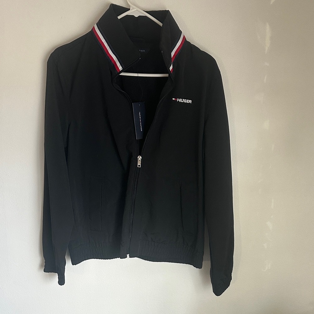 Tommy Hilfiger Black women Jacket with Red and White Trim